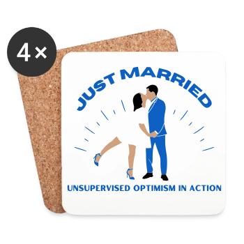 Je viens de me marier | Mariage - Dessous de verre (lot de 4) - blanc - Devant
