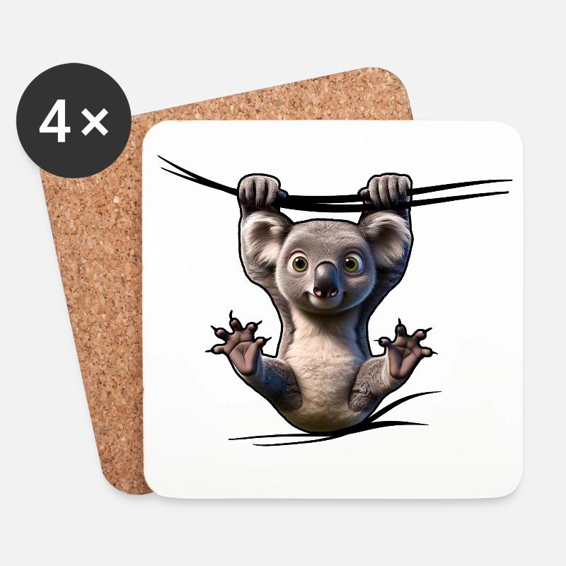 Kleiner Koala Hüpfer - Untersetzer (4er-Set) - Weiß