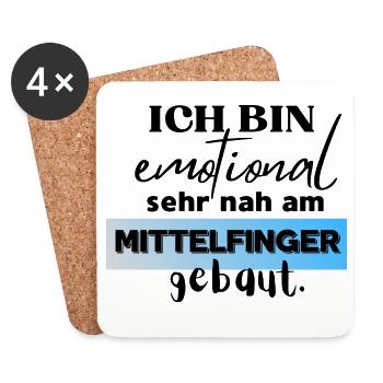 I'm emotionally built very close to the middle finger - Coasters (set of 4) - white - Front