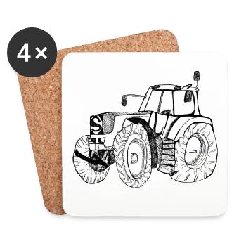 Tracteur - Dessous de verre (lot de 4) - blanc - Devant