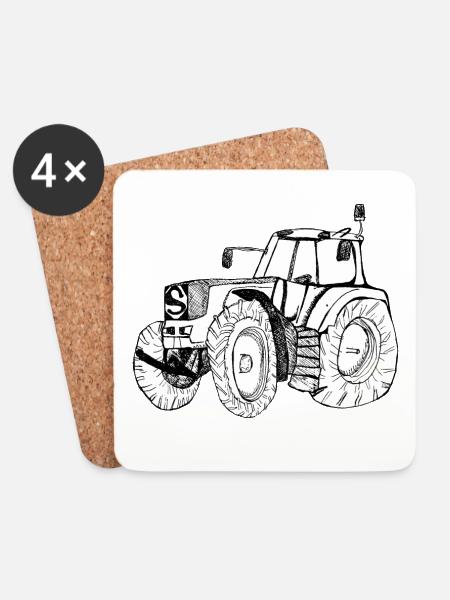 Traktor - Untersetzer (4er-Set) - Weiß