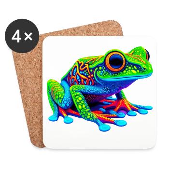 Grenouille - Dessous de verre (lot de 4) - blanc - Devant