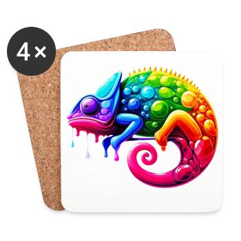 Caméléon - Dessous de verre (lot de 4) - blanc - Devant