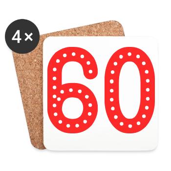 60. 60 YEARS. 60th ANNIVERSARY. 60TH BIRTHDAY. - Coasters (set of 4) - white - Front