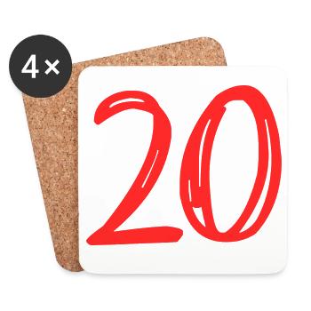 20. 20 JAHRE. 20-JÄHRIGES JUBILÄUM. 20-JÄHRIGES JUBILÄUM. - Untersetzer (4er-Set) - Weiß - Vorne