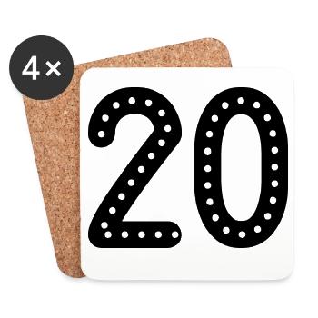 20. 20 ANS. 20e ANNIVERSAIRE. ANNIVERSAIRE 20 ANS. - Dessous de verre (lot de 4) - blanc - Devant