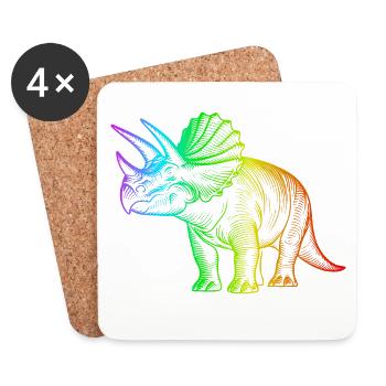 Regenbogen-Triceratops-Dinosaurier - Untersetzer (4er-Set) - Weiß - Vorne