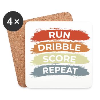 Run Dribble Score Repeat - Coasters (set of 4) - white - Front