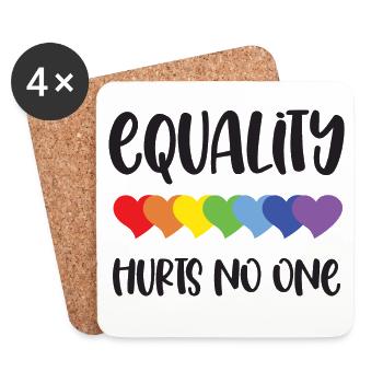 Mois de la fierté LGBT - L’égalité ne fait de mal à personne - Dessous de verre (lot de 4) - blanc - Devant