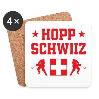Hopp Schwiiz Eishockey Nationalmannschaft - Untersetzer (4er-Set) - Weiß - Vorne