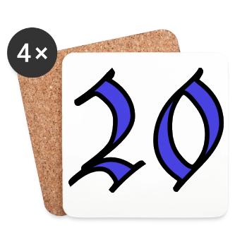 20. 20 ANS. 20e ANNIVERSAIRE. ANNIVERSAIRE 20 ANS. - Dessous de verre (lot de 4) - blanc - Devant