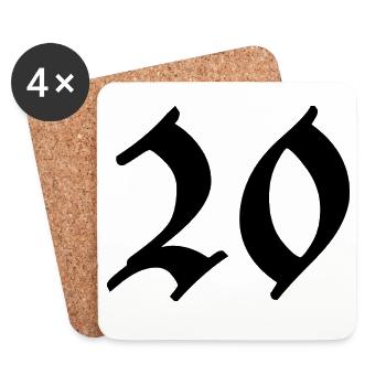 20. 20 ANS. 20e ANNIVERSAIRE. ANNIVERSAIRE 20 ANS. - Dessous de verre (lot de 4) - blanc - Devant