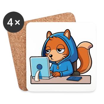 Mignon hacker écureuil dans un sweat à capuche devant le PC - Dessous de verre (lot de 4) - blanc - Devant