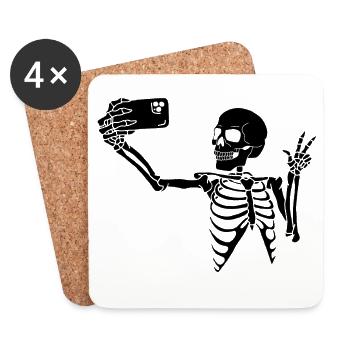 Deadly Selfie (Black) - Coasters (set of 4) - white - Front