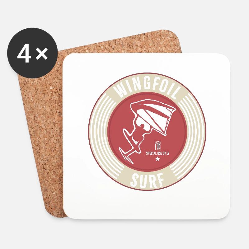 Label Wingfoil Surf-Label - Untersetzer (4er-Set) - Weiß