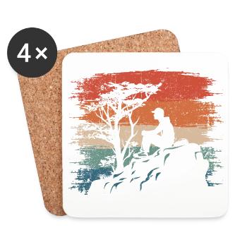 Sunset Cliff Silhouette - Coasters (set of 4) - white - Front