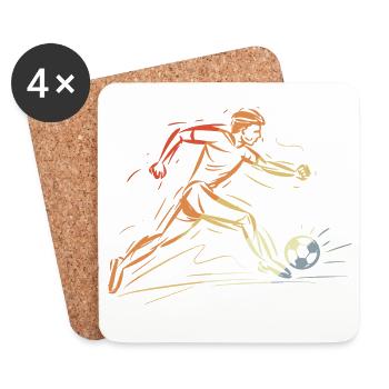 Joueur de football dessinant rétro - Dessous de verre (lot de 4) - blanc - Devant