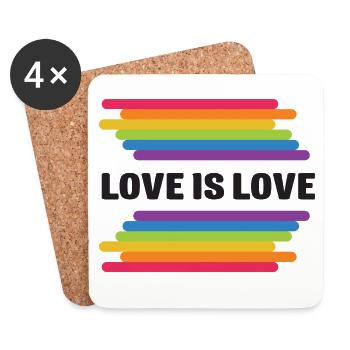 LGBT Pride Monat - Liebe ist Liebe - Untersetzer (4er-Set) - Weiß - Vorne