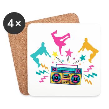 Ghettoblaster Neon tanzende Silhouetten - Untersetzer (4er-Set) - Weiß - Vorne