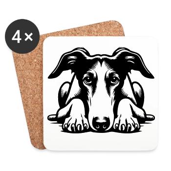 Galgo Head with Paws - Coasters (set of 4) - white - Front