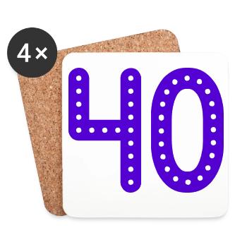 40. 40 ANS. 40e ANNIVERSAIRE. ANNIVERSAIRE 40 ANS. - Dessous de verre (lot de 4) - blanc - Devant
