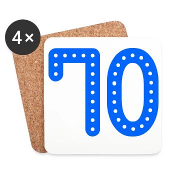 70. 70 ANS. 70e ANNIVERSAIRE. ANNIVERSAIRE 70 ANS. - Dessous de verre (lot de 4) - blanc - Devant