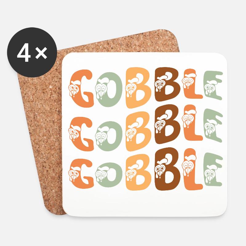 Thanksgiving Gobble - Untersetzer (4er-Set) - Weiß