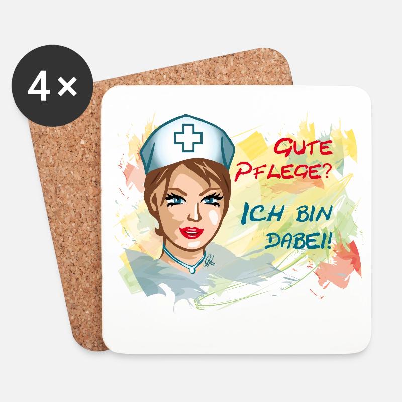 Nurse Gute Pflege? Ich Bin Dabei - Untersetzer (4er-Set) - Weiß