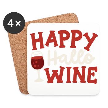 Fröhliches Halloween Wein trinken - Untersetzer (4er-Set) - Weiß - Vorne