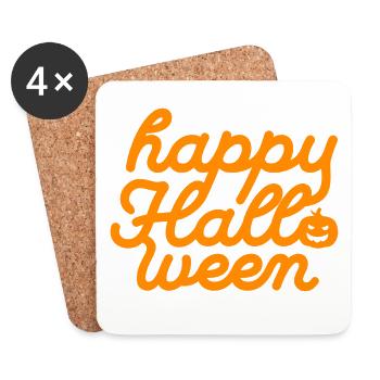 Festliche Halloween Kürbis Typografie - Untersetzer (4er-Set) - Weiß - Vorne