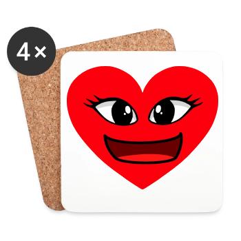 Coeur Visage Coeurs Sincères Saint-Valentin - Dessous de verre (lot de 4) - blanc - Devant