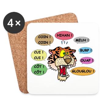 Tigre polyglotte - Dessous de verre (lot de 4) - blanc - Devant