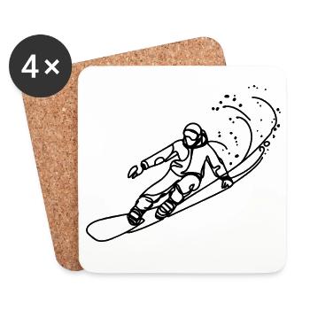 Snowboarder Drawing - Coasters (set of 4) - white - Front