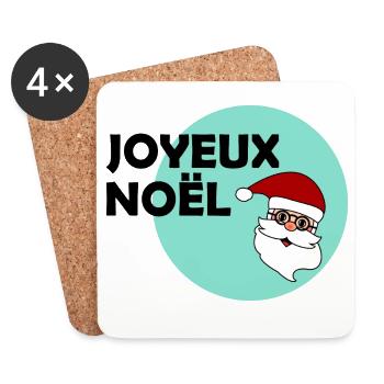 PÈRE NOËL. NOËL. JOYEUX NOËL. MERRY CHRISTMAS - Dessous de verre (lot de 4) - blanc - Devant