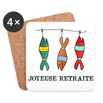 RETIREMENT. RETIREMENT. RETIRED. HAPPY RETIREMENT - Coasters (set of 4) - white - Front