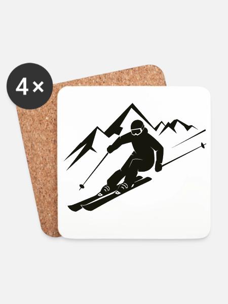 Skifahrer Ski Winter Winterurlaub Wintersport - Untersetzer (4er-Set) - Weiß