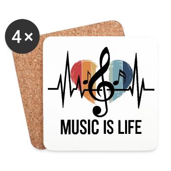 Music is Life clef outfit fans de musique et - Dessous de verre (lot de 4) - blanc - Devant