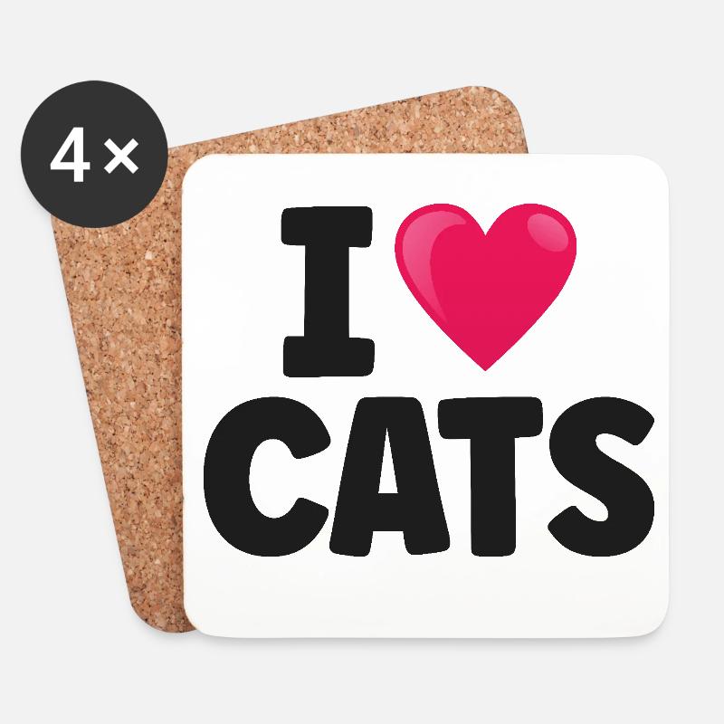 Katze - Untersetzer (4er-Set) - Weiß