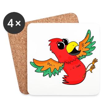 Parrot Colorful Bird Cute - Coasters (set of 4) - white - Front