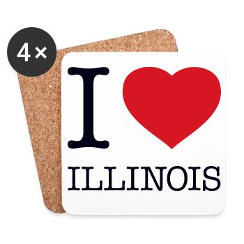 I LOVE ILLINOIS - Untersetzer (4er-Set) - Weiß - Vorne
