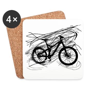 Bicycle Line Art - Coasters (set of 4) - white - Front