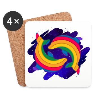 Regenbogen Delfine (Himmel) - Untersetzer (4er-Set) - Weiß - Vorne