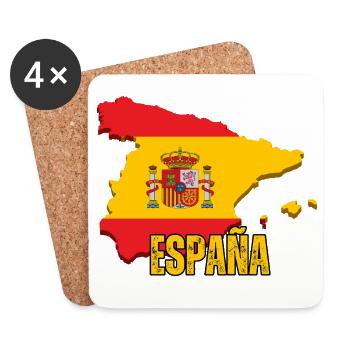 Drapeau de l’Espagne, carte drapeau de l’Espagne - Dessous de verre (lot de 4) - blanc - Devant
