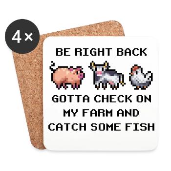 Pixel Farm – Animaux de la ferme rétro - Dessous de verre (lot de 4) - blanc - Devant
