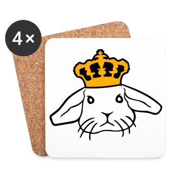 Couronne de lapin royal Roi Reine Prince Princesse - Dessous de verre (lot de 4) - blanc - Devant