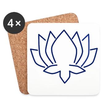 Lotusblau Linien-Print - Untersetzer (4er-Set) - Weiß - Vorne