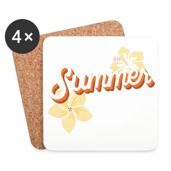 Summer Vibes – Blumenliebe & Sonnenschein - Untersetzer (4er-Set) - Weiß - Vorne