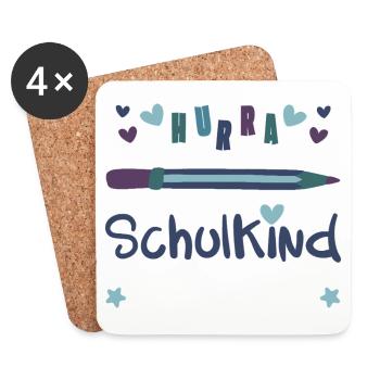 Schulkind 2025 – 1. Klasse – mit Wunschname - Untersetzer (4er-Set) - Weiß - Vorne