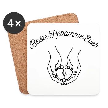 Beste Hebamme Ever - personalisierbares Design - Untersetzer (4er-Set) - Weiß - Vorne