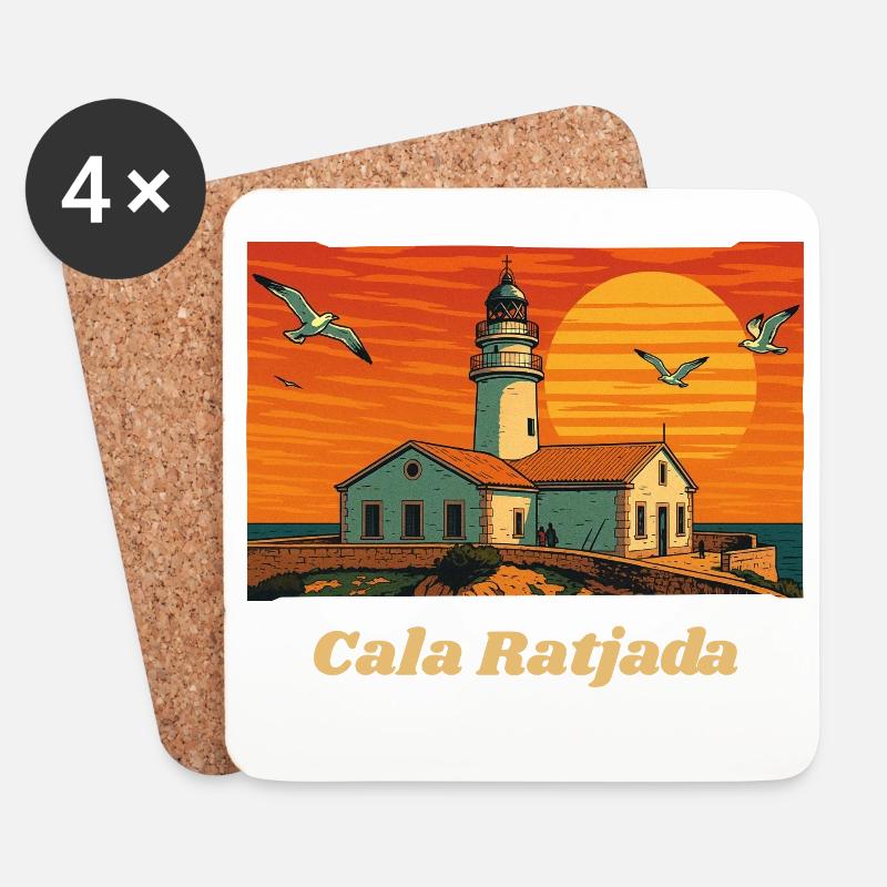 Cala Ratjada - Majorque - Dessous de verre (lot de 4) - blanc